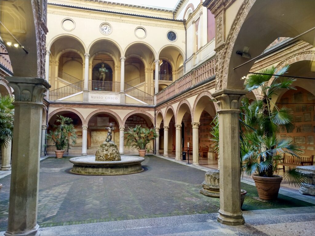 Courtyard of the Museo Civico in Bologna early in the morning, photo by Sophie Huijts